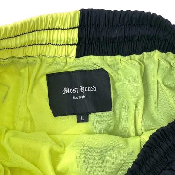 Most Hated Los Angeles Nick Young Neon Yellow & Black Color Block Shorts Large - Picture 4 of 4